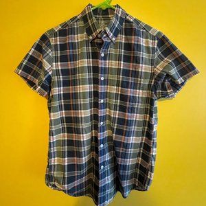 J. Crew Plaid Short Sleeve 100% Cotton Lightweight Oxford Cloth Shirt Size Small
